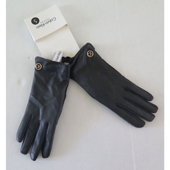 Calvin Klein A2WG5893 Women's Sz SMALL Black Leather Touchscreen Gloves - Picture 3 of 5